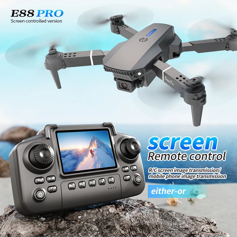 Drone Camera Wide Angle - Profissional e88 pro drone com tela
